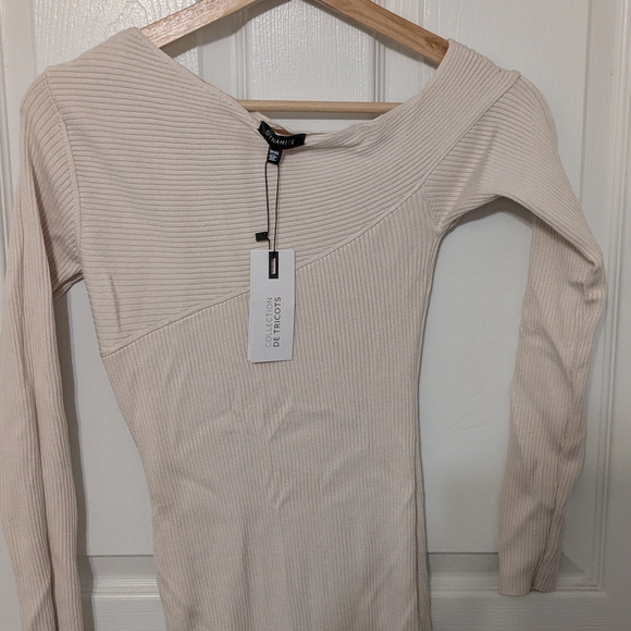 Dynamite Cream One Shoulder Ribbed Dress - Picture 1 of 2
